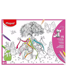Maped Set de Table en Papier Carton à Colorier x15 - Rose
