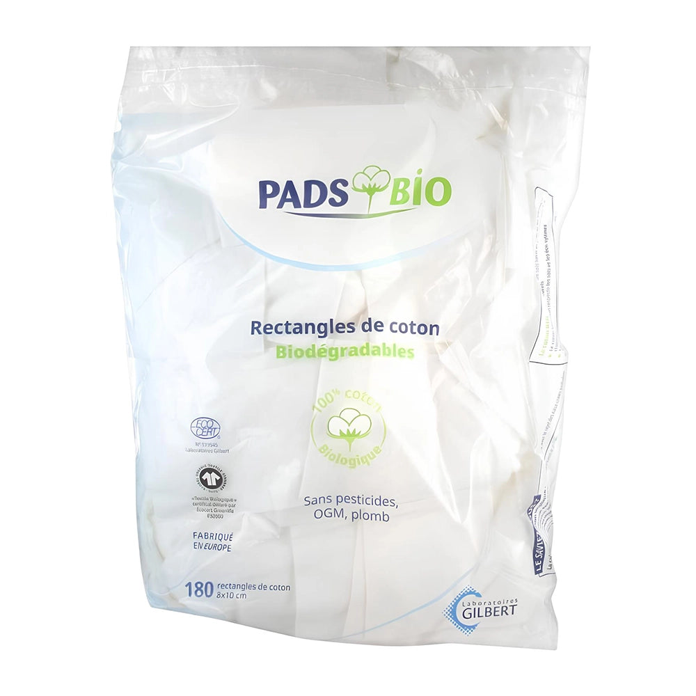 Gilbert Coton Pads Bio Sachet de 180 Rectangles