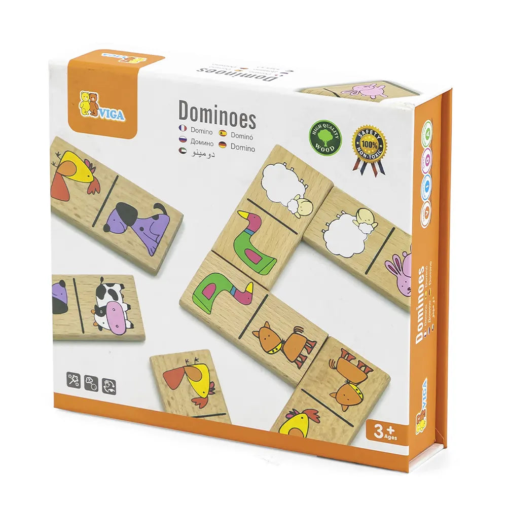 Viga Toys Domino Animaux de la Ferme en Bois 3A+