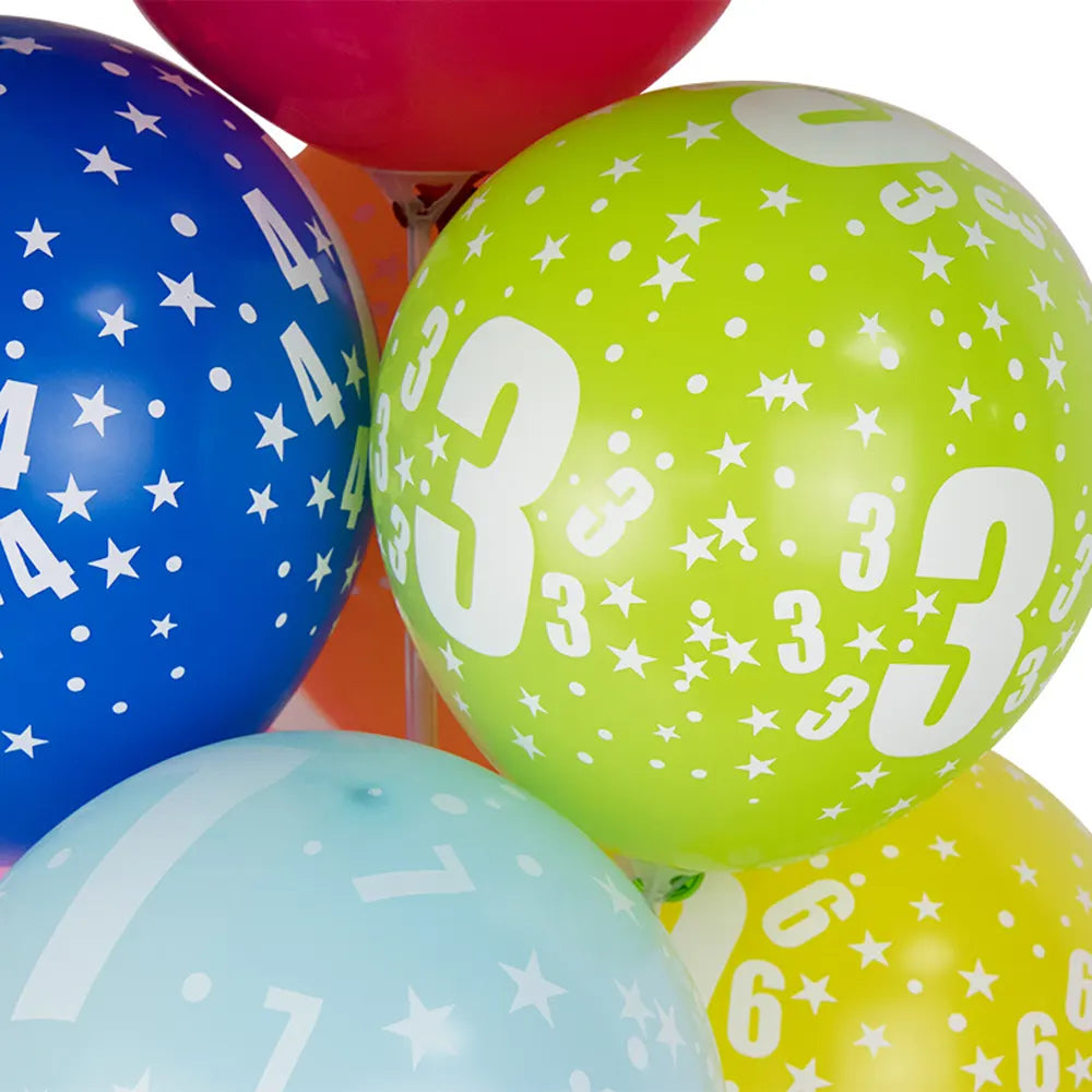 Set de 6 Globos de Látex Impresos con el Número 6 – 30cm