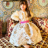 Mami Cami Brocade Girl's Caftan Dress - Gold