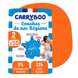 Carryboo de nos Régions Couches Écologiques Taille 2 (3-6kg) - 50 Unités