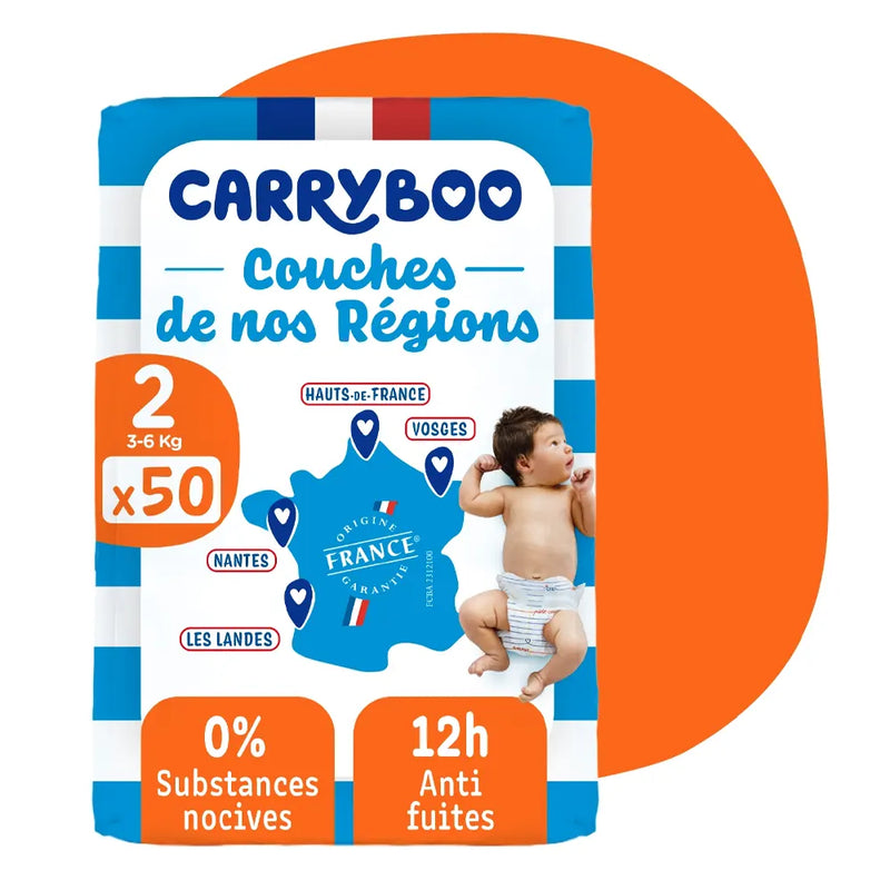 Pañales Carryboo de Nuestras Regiones Talla 2 (3-6kg) - 50 Unidades