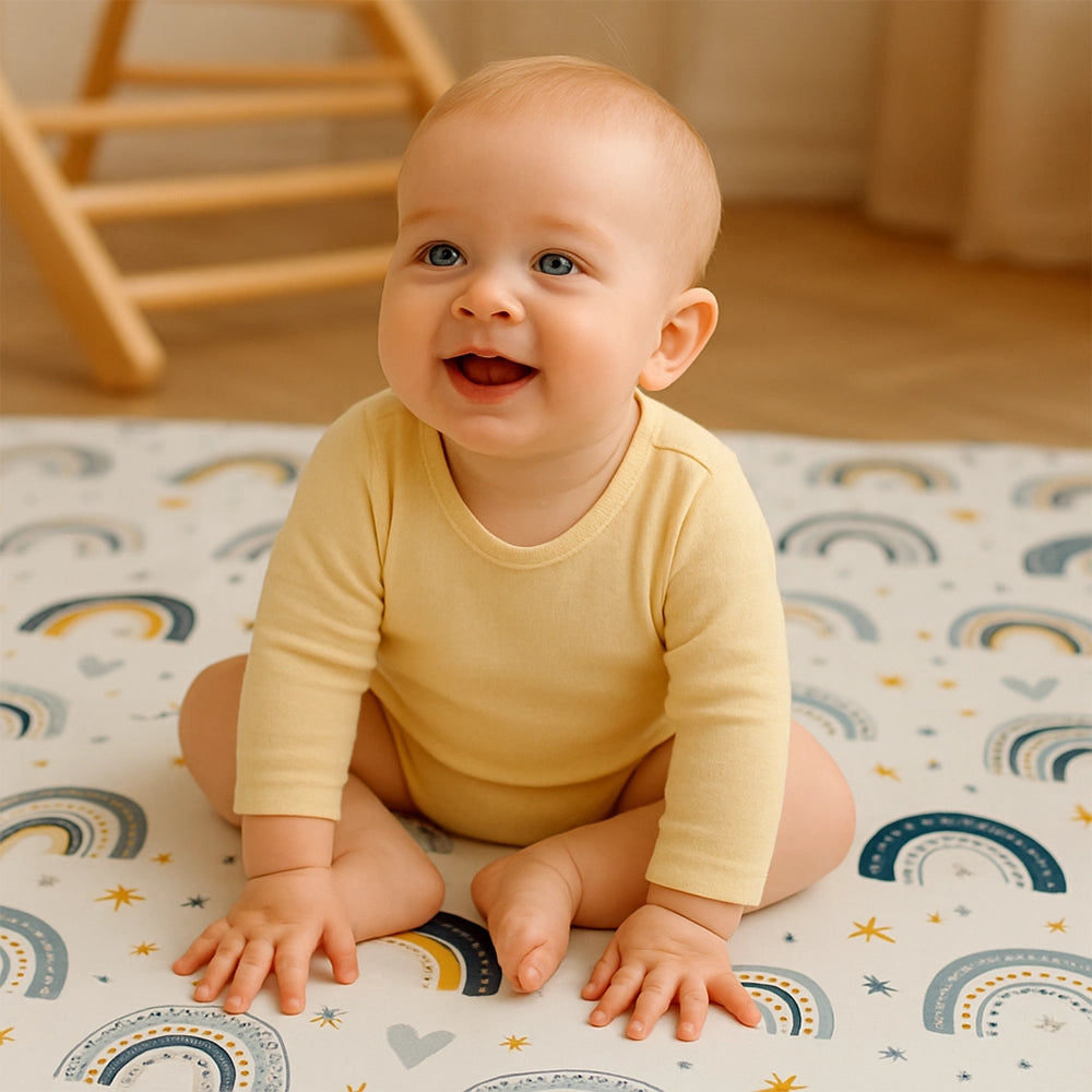 Matelas au sol 120x120cm Babymat - Happiness Bleu
