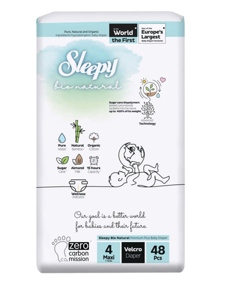 SLEEPY - BIO NATURAL DIAPER DOUBLE JUMBO MAXI Taille 4 - 48 Unités