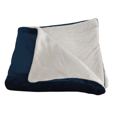 Couverture Double Face en Gaz de Coton - Bleu & Blanc Cassé