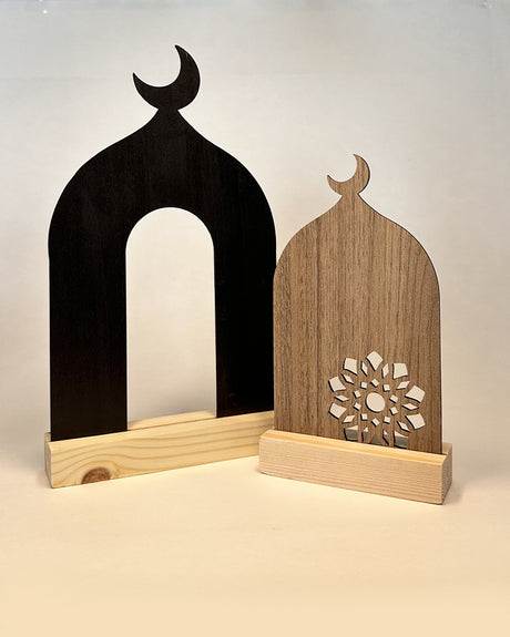 Set de 2 Décoration Ramadan en Bois - Blanc & Noir