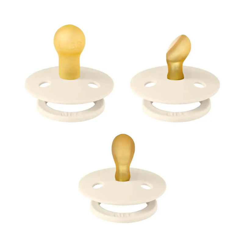 BIBS Pack of 3 Try-It Trial Pacifiers – Ivory Color – 0-6M