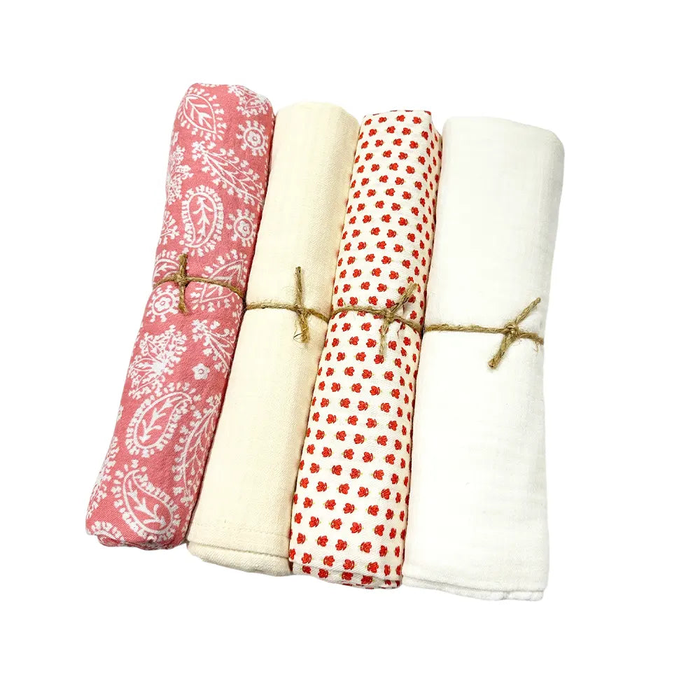 Bambidou Lot de 4 Maxi Langes 100cm x 100cm - Fille