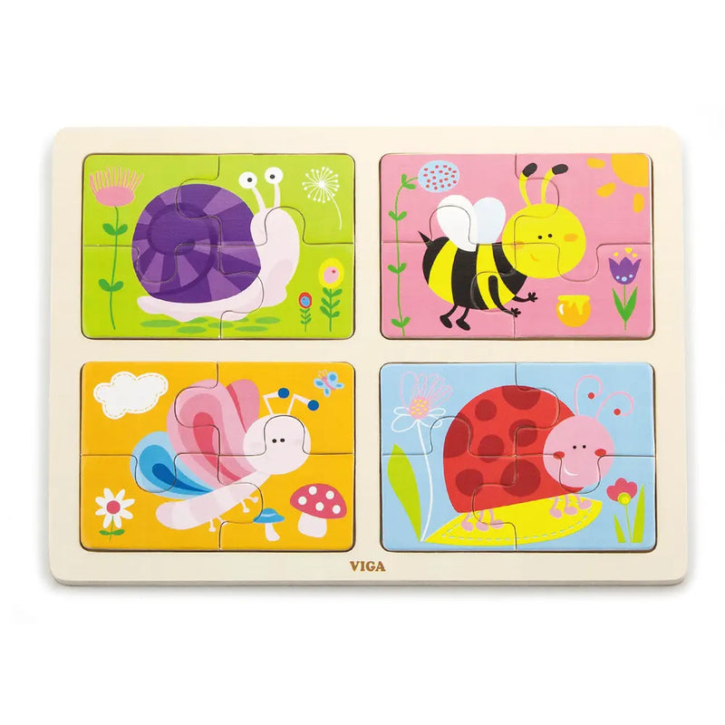 Viga Toys Puzzle en Bois Insectes 4en1 18M+