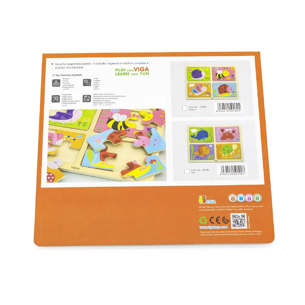 Viga Toys Puzzle en Bois Océan 4 en 1 18M+