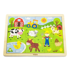 Viga Toys Puzzle 24 Pièces la Ferme en Bois 24M+
