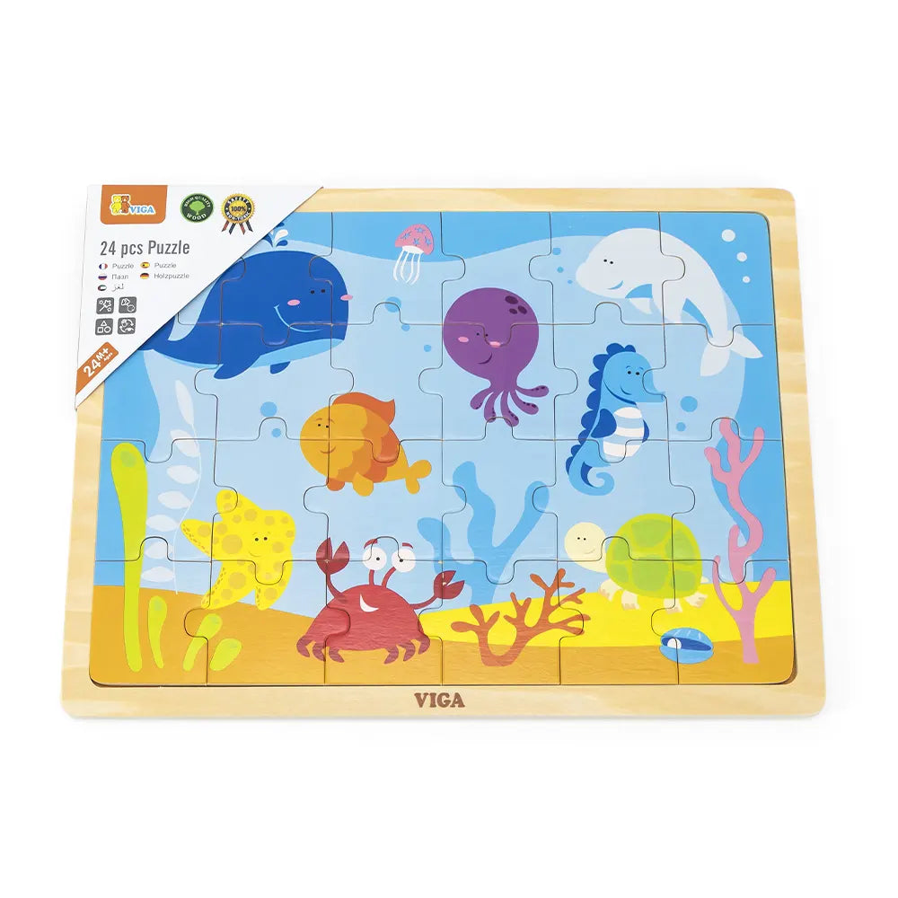 Viga Toys Puzzle 24 Pièces Océan en Bois 24M+