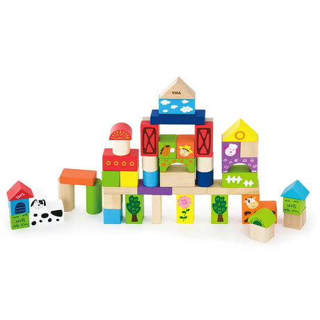 Viga Toys Blocs de Construction la Ferme 2A+ - 50 Pièces