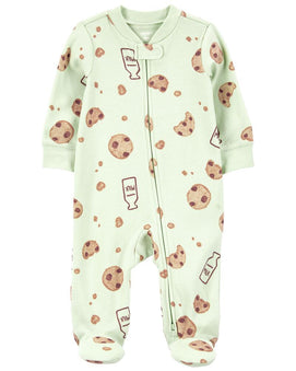 Grenouillère En Coton 2-Way Zip Cookies & Lait Bébé Carter's - Vert