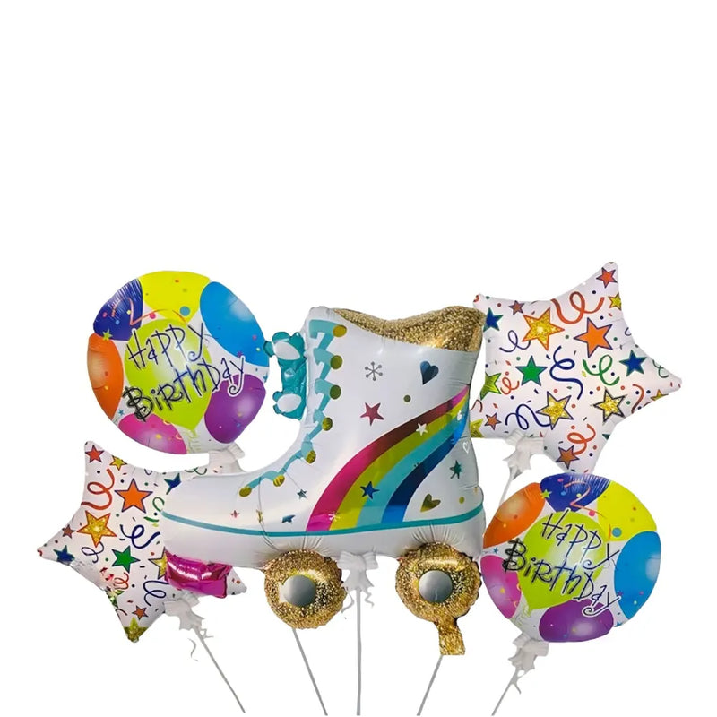 Paquete de 5 globos de fiesta Happy Brithday - Estaca con rodillo