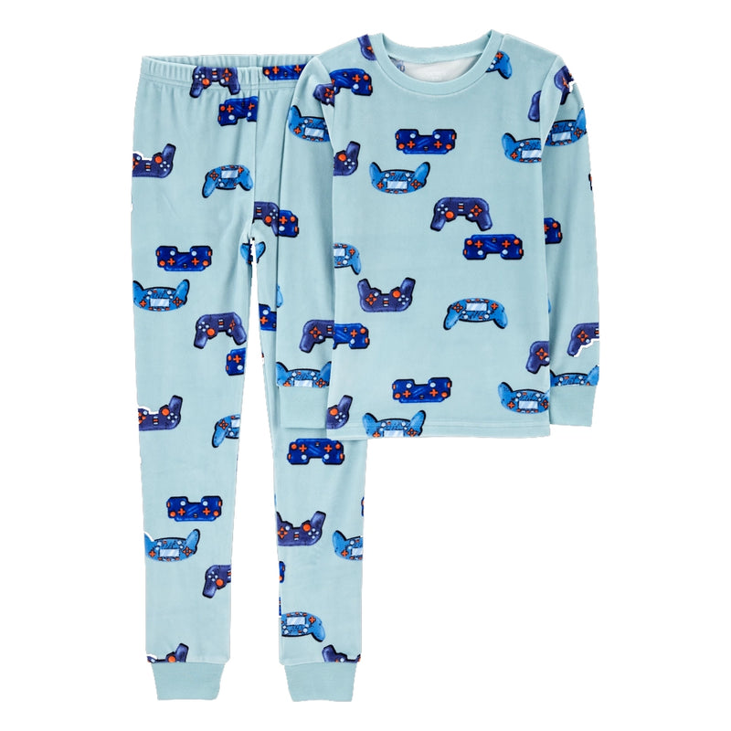 Pijama de terciopelo de felpa de 2 piezas de Carter - Videojuego azul