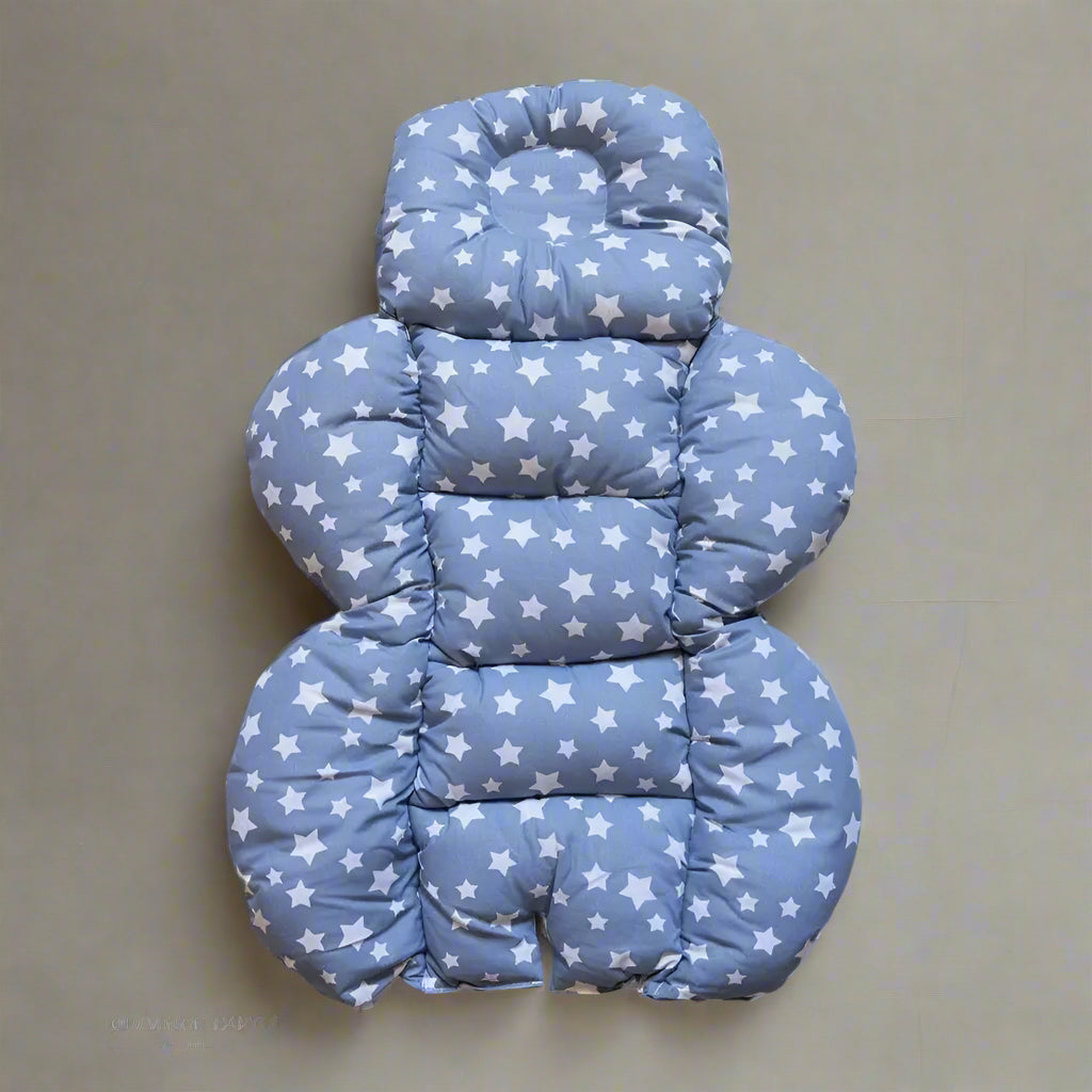 Coussin de Poussette - Étoiles Blanc sur Bleu Turquin