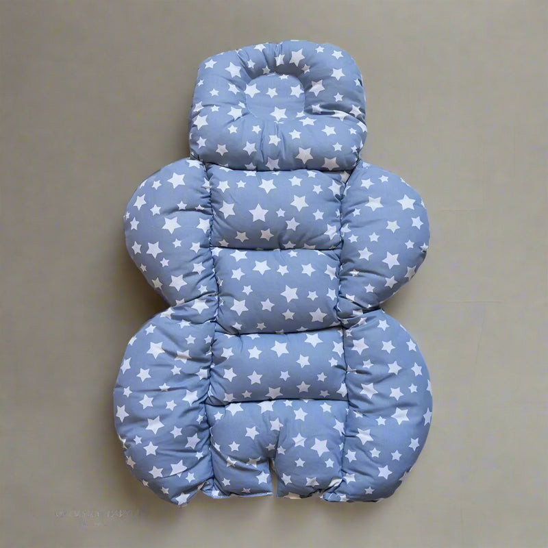 Cojín para Cochecito - Estrellas Blancas sobre Azul Turquesa