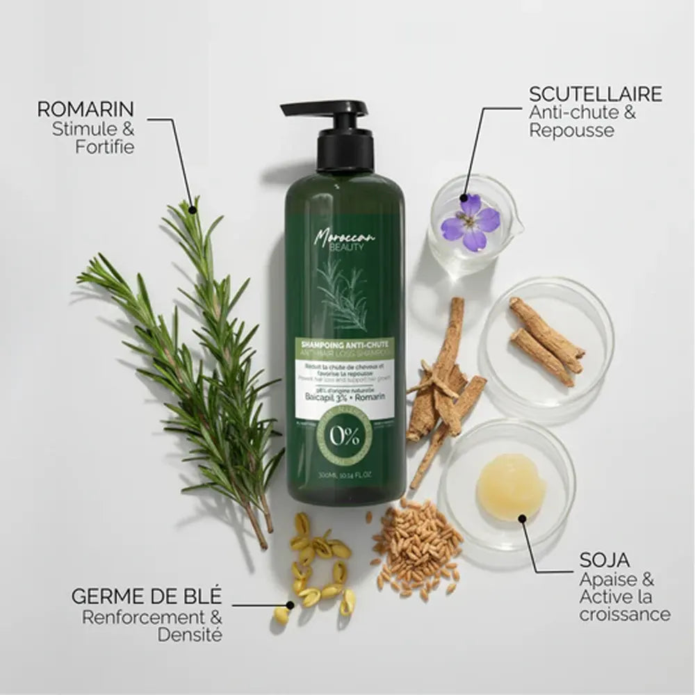 Moroccan Beauty Natural Anti-Hair Loss & Regrowth Duo – Shampoo 300ml & Lotion 100ml