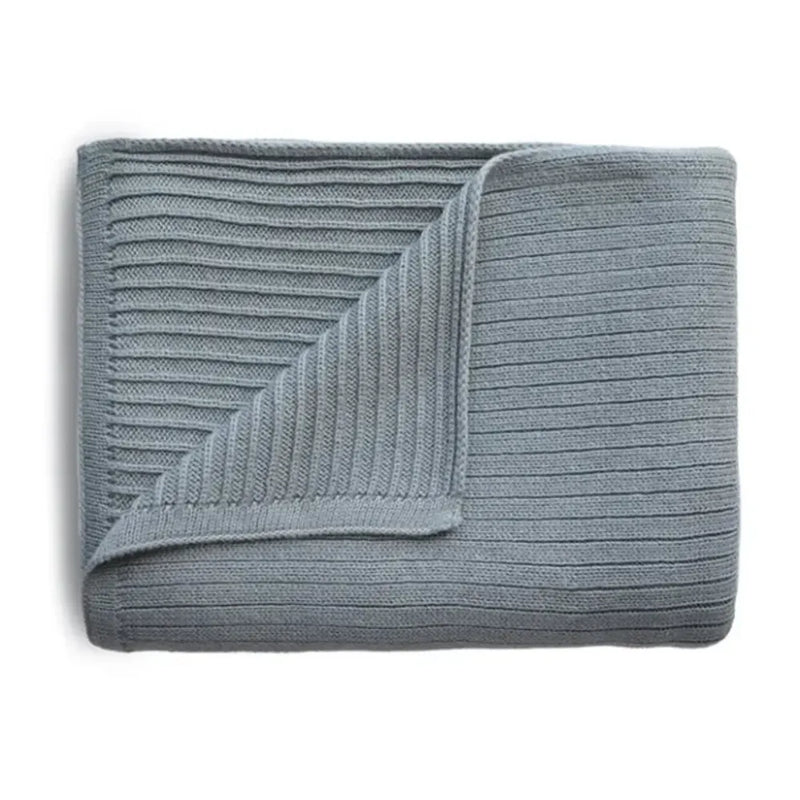 Mushie Ribbed Knit Blanket - Ribbed Smoke