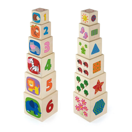 Viga Toys Blocs de Bois Tour avec Chiffres – 12M+
