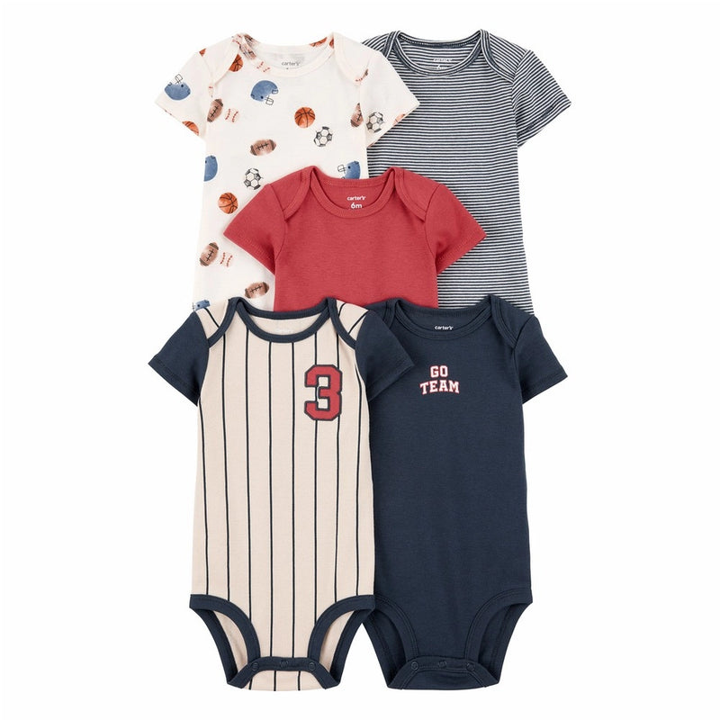 Lot de 5 Bodies à Manches Courtes en Coton Bébé Garçon Carter's