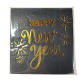 Lot de 16 serviettes papier Happy New Year doré et noir - vue 4