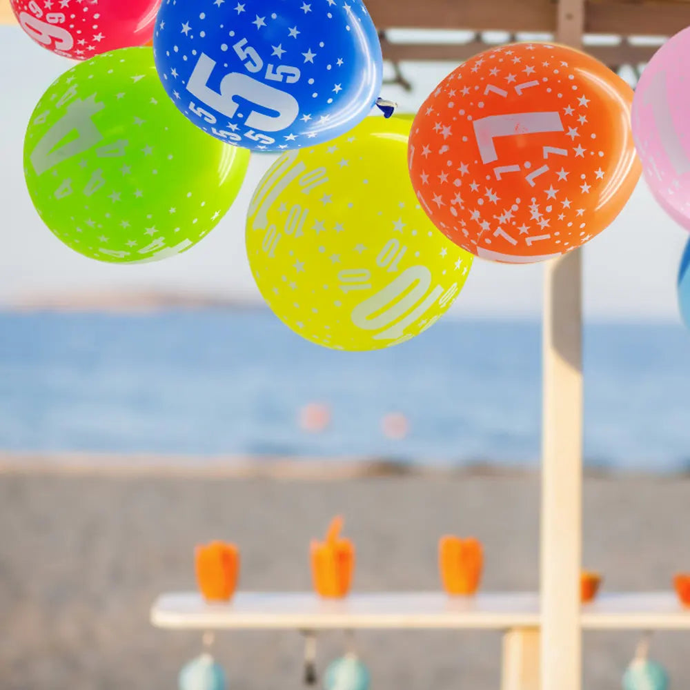 Set de 6 Globos de Látex Impresos con el Número 6 – 30cm