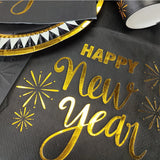 Lot de 16 serviettes papier Happy New Year doré et noir - vue 5
