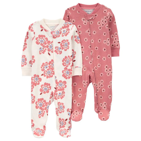 Lot de 2 Grenouillères en Coton Carter's - Floral Rose & Ivoire