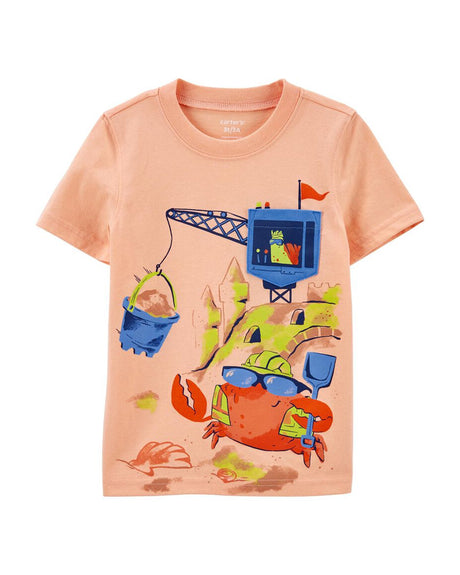 T-Shirt En Jersey De Construction De Crabe Bébé Carter's - Orange