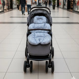 Stroller Cushion - White Floral on Grey
