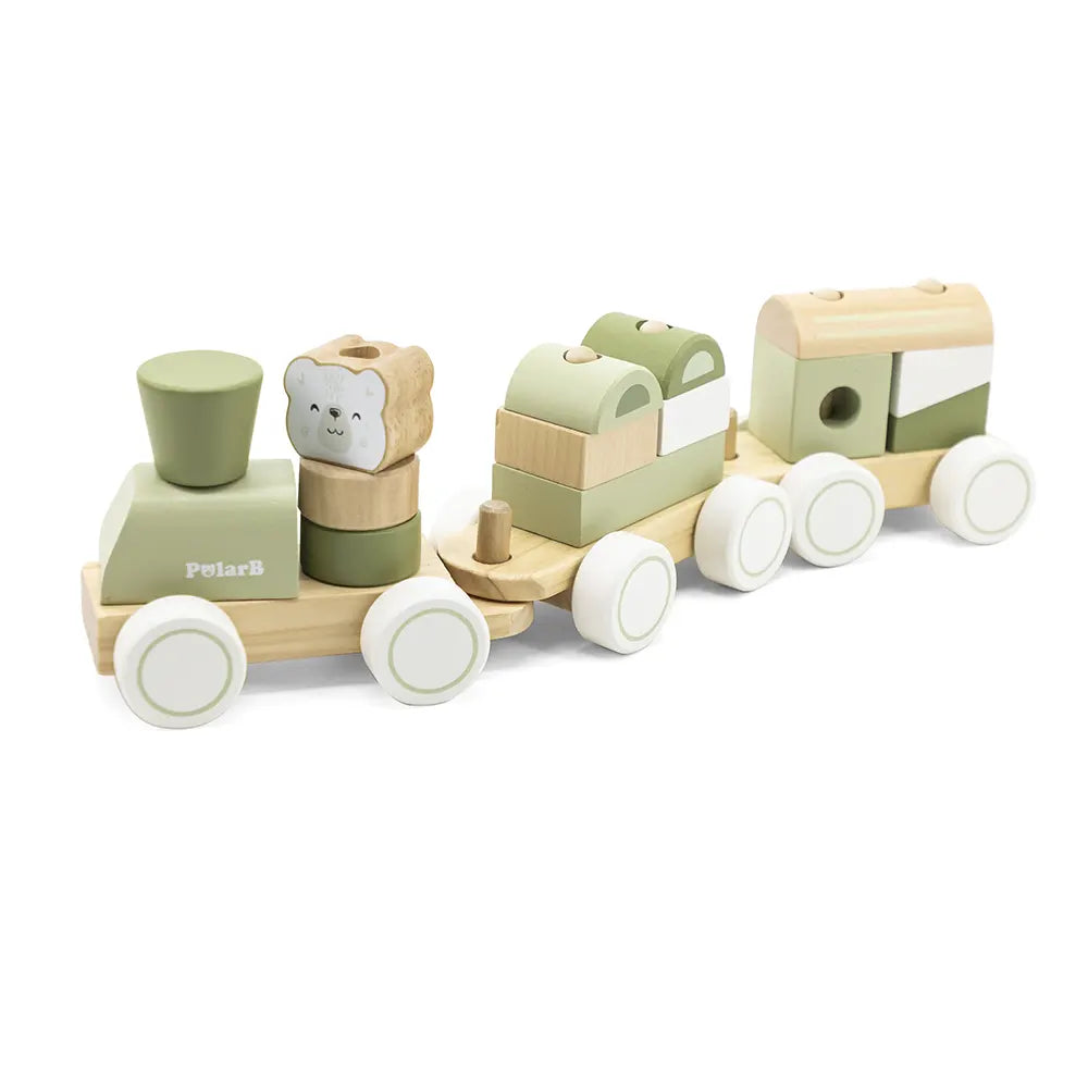 Viga Toys PolarB Train Empilable Vert en Bois 18M+