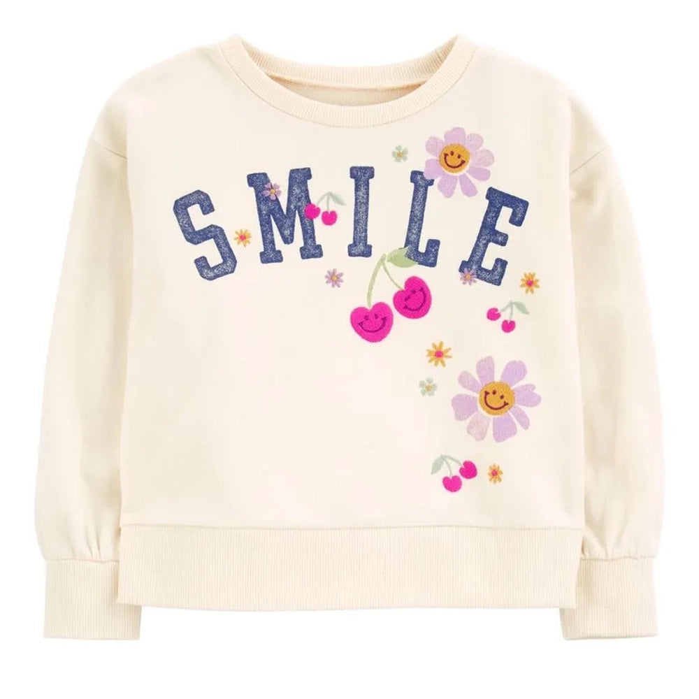 Sweat-Shirt en Coton Smile Carter's - Floral Ivoire