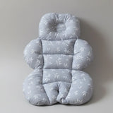 Stroller Cushion - White Floral on Grey