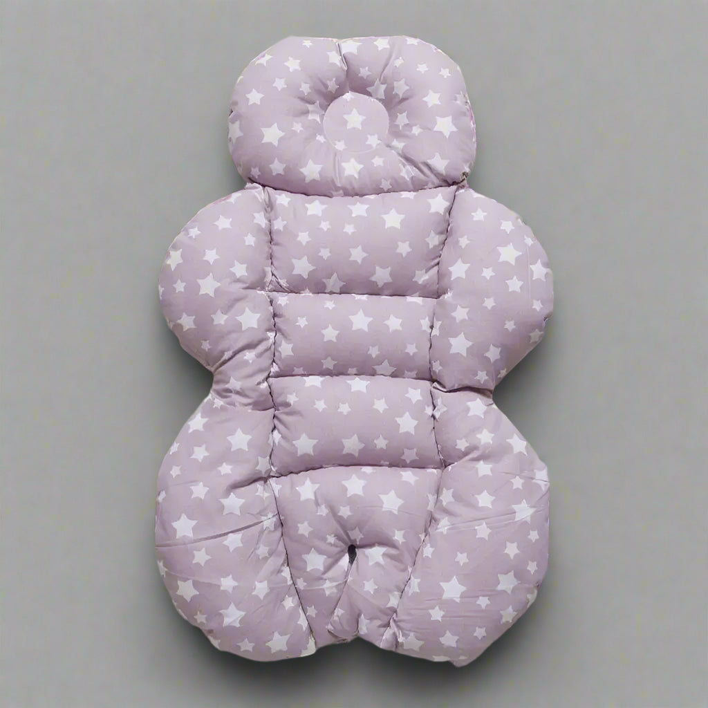 Coussin de Poussette - Étoiles Blanc sur Rose