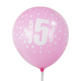 Set de 6 Globos de Látex Impresos con el Número 5– 30cm