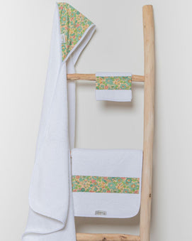 Bambidou Pack Maxi Cape de Bain 100 x 100 cm  - Liberty Vert Betsy