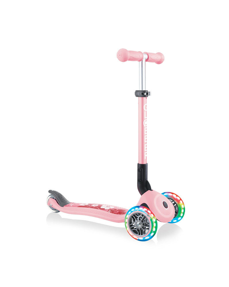 Trottinette Globber 3 Roues 4 En 1 Primo Lumineuse Fantasy 3ans+ - Rose Pastel