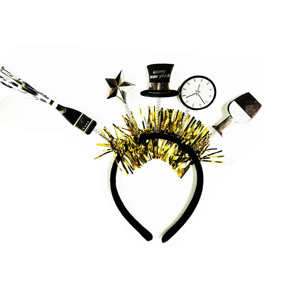 Bandeau cheveux Happy New Year avec 5 charms