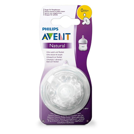 Philips Avent Lot de 2 Tétines Natural Débit Nouveau-né 0M+