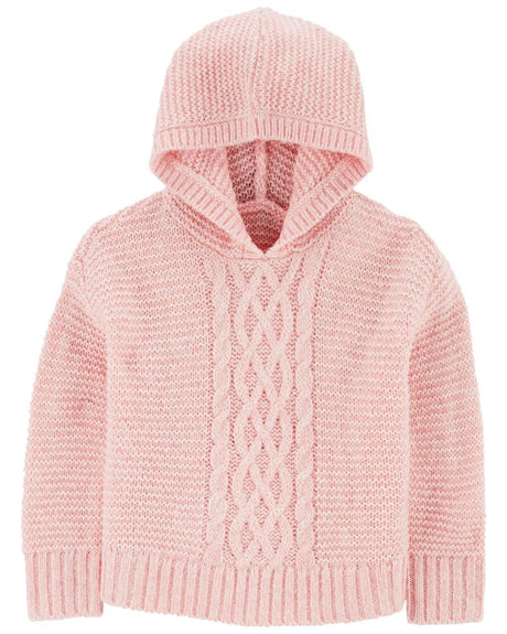 Pull À Capuche En Tricot Torsadé Bébé Carter's - Rose