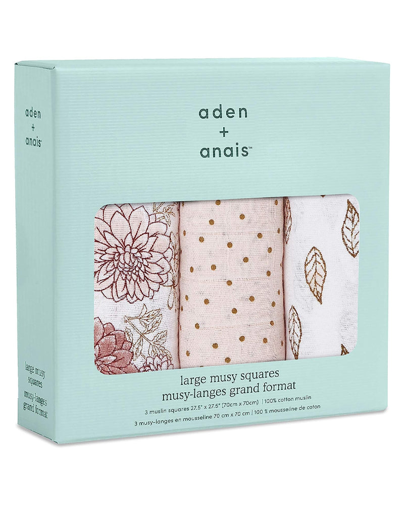 Lot de 3 Musy-Langes En Coton Aden+Anais - Dahlias