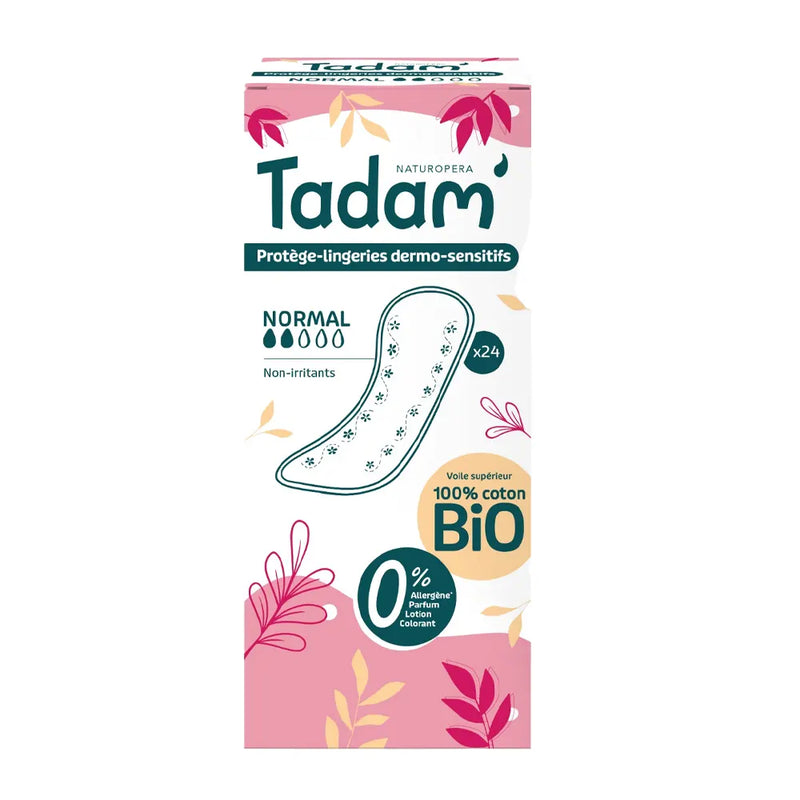 Tadam' Dermo-Sensitive Lingerie Liner 100% Organic Cotton Normal 24 Units