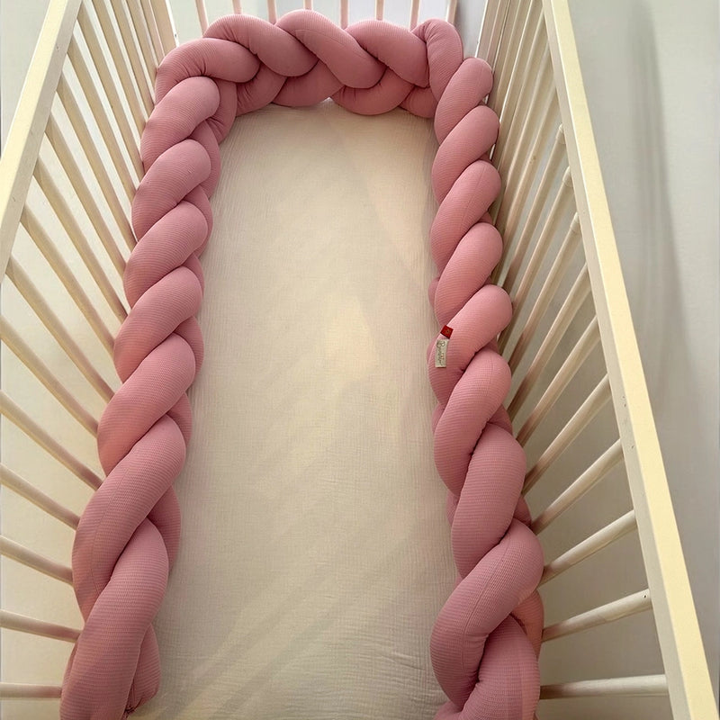 Bambidou Braided Crib Bumper 3 Meters - Pink