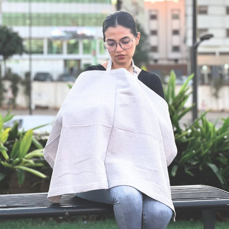 BébéYo Tablier d’Allaitement Coton Nid d'Abeille - Gris Clair