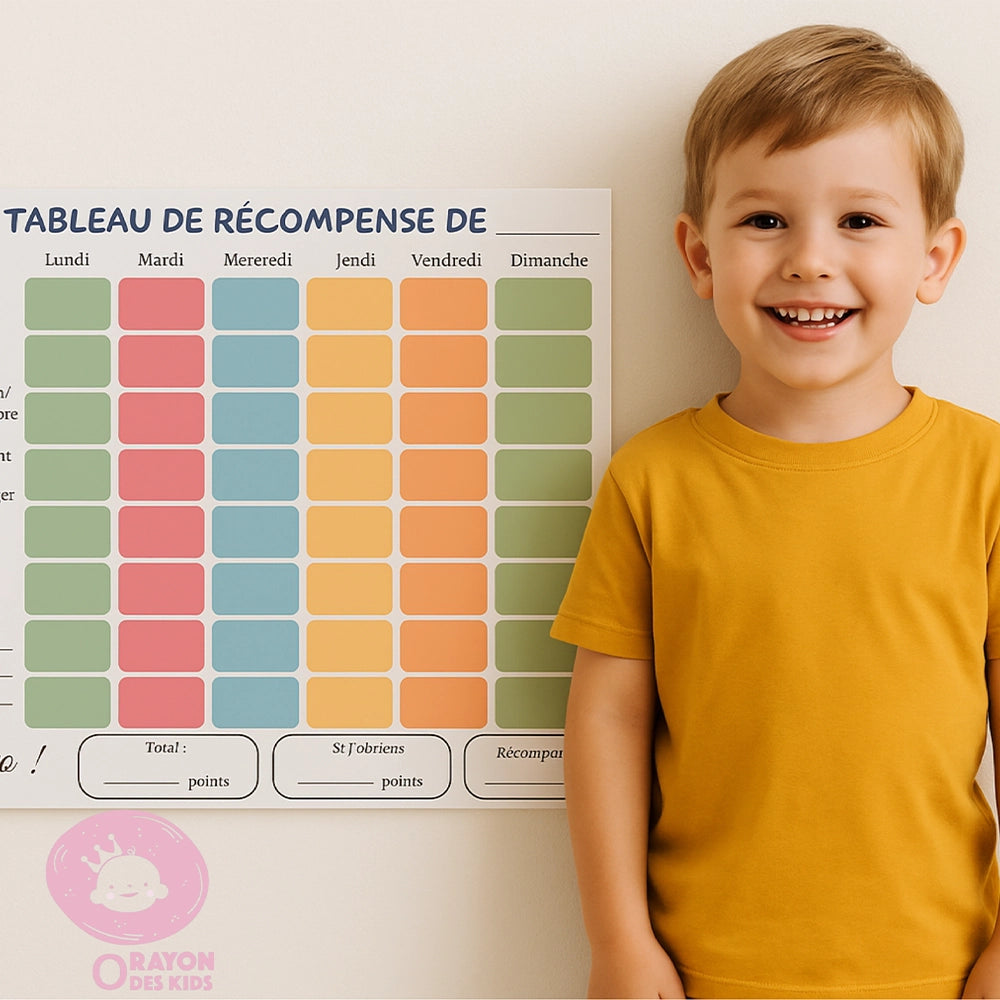 O Rayon des Kids Tableau de Récompense pour Enfant – Plexiglass 29x22 cm + Feutre Offert