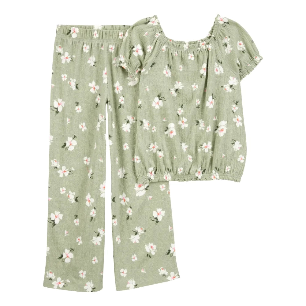 كارترز توب وسروال واسع للبنات - مزهر