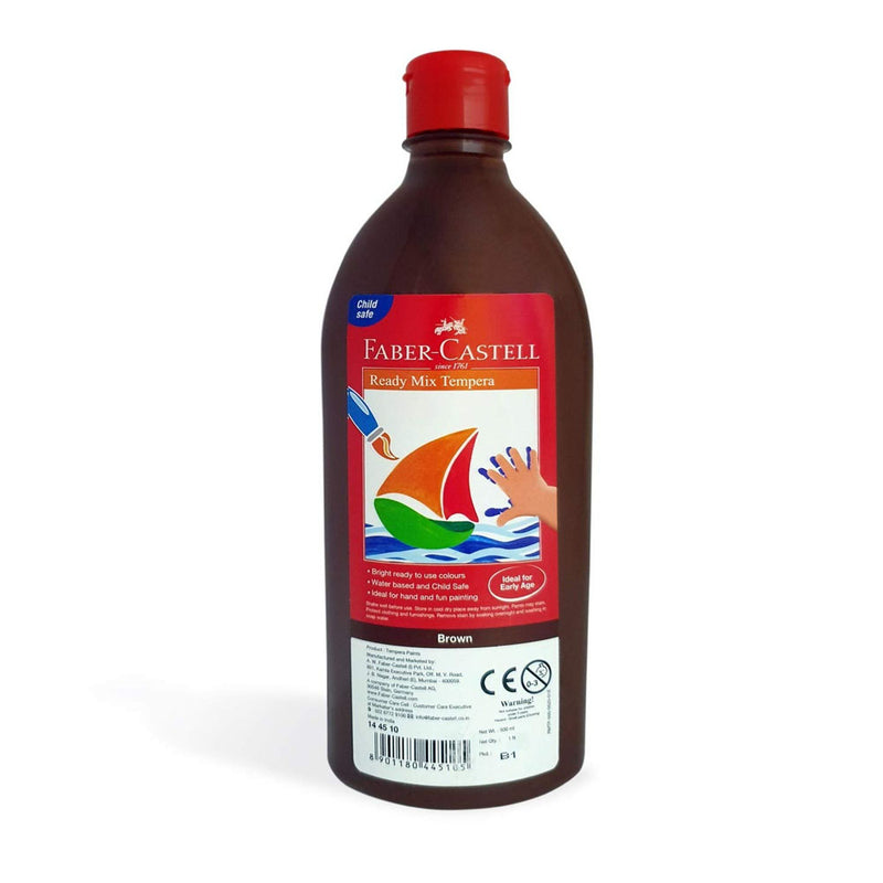 Faber-Castell Ready Mix Tempera Paint Bottle 500ml - Brown